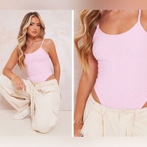 NWT Pretty Little Thing Textured Strappy Sleeveless Bodysuit - Womens Size 14